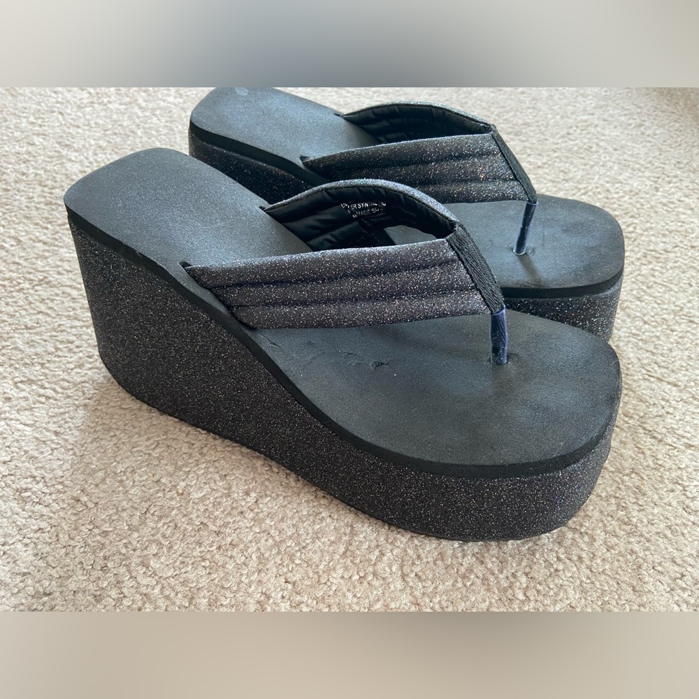 Club Exx Midnight Beach Bound Glitter Flip Flops